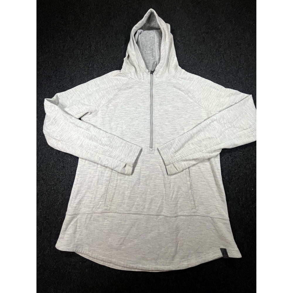 L.L.Bean Hoodie Women's Medium Heather Gray Cotton Stretch Quarter Zip Pullover
